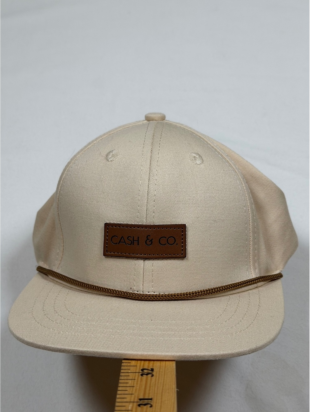 Cash & Co. Beige Snapback Baseball Cap with Leather Patch